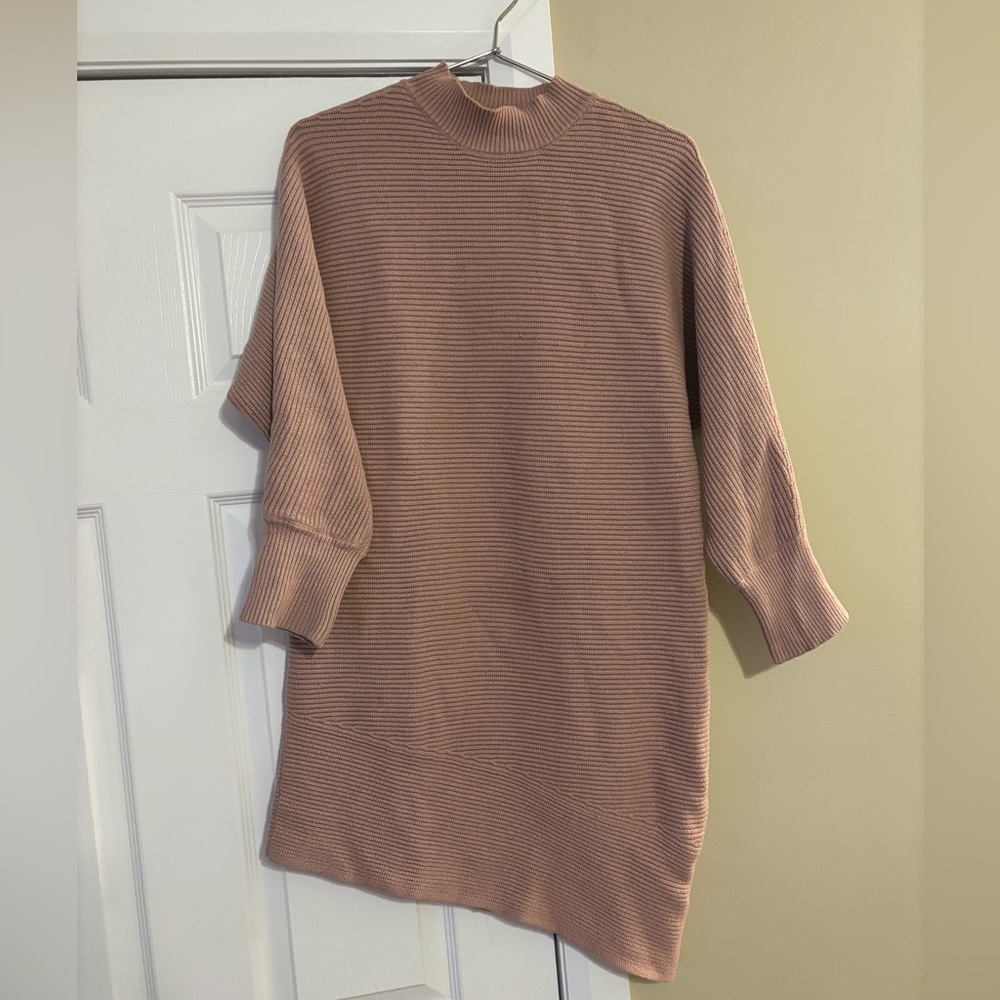 “Black Tape_” asymmetrical pink sweater dress - Picture 7 of 7